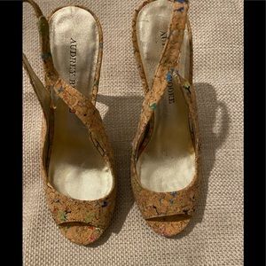 Audrey Brooke Cork Pumps w/Colored Specks, 8.5